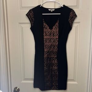 BB Dakota Black Dress with Copper Embellished Panel -